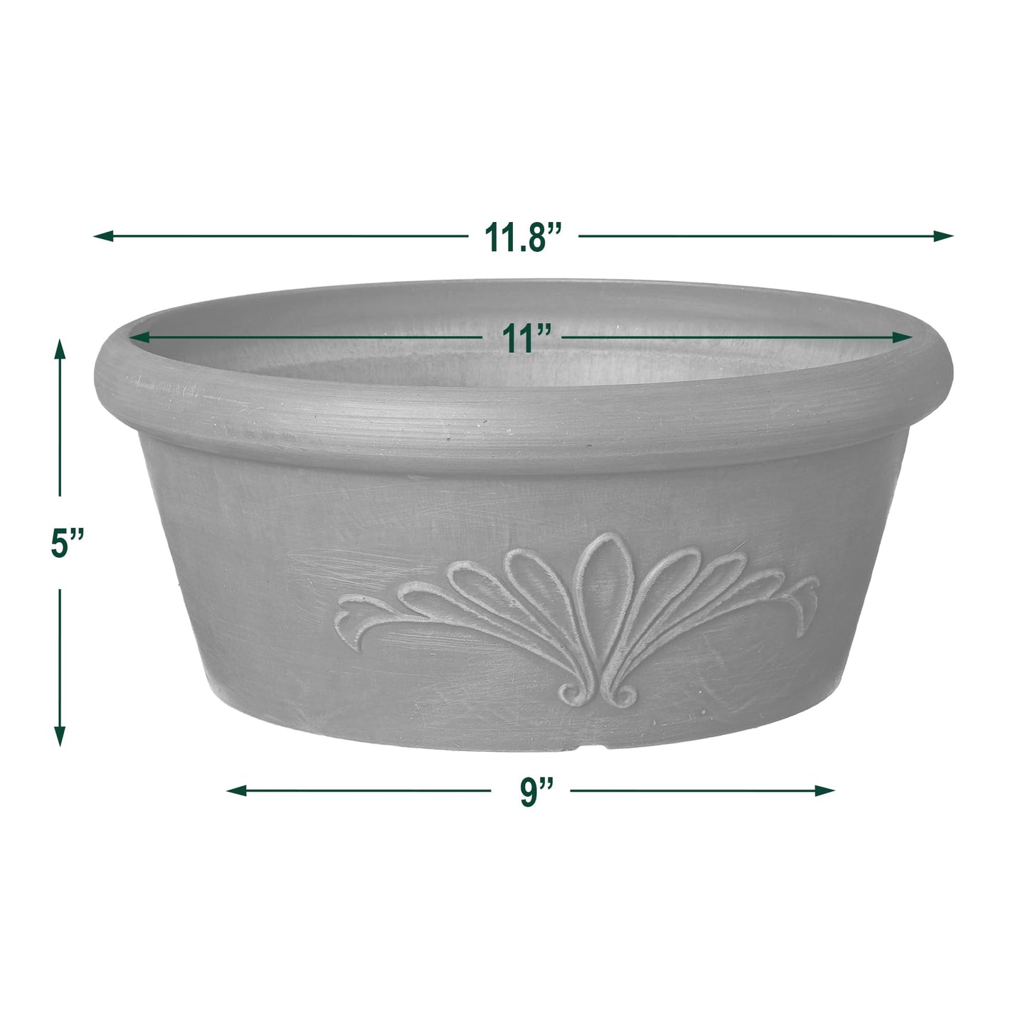 PSW Pot Collection TA30TC 12-inch Plastic/Stone/Wood Composite Bulb Pan Planter – No Drainage Hole (Drillable), Shallow Indoor/Outer Pot for Succulents, Bonsai, Fairy Gardens, Herbs, Terra Cotta Color