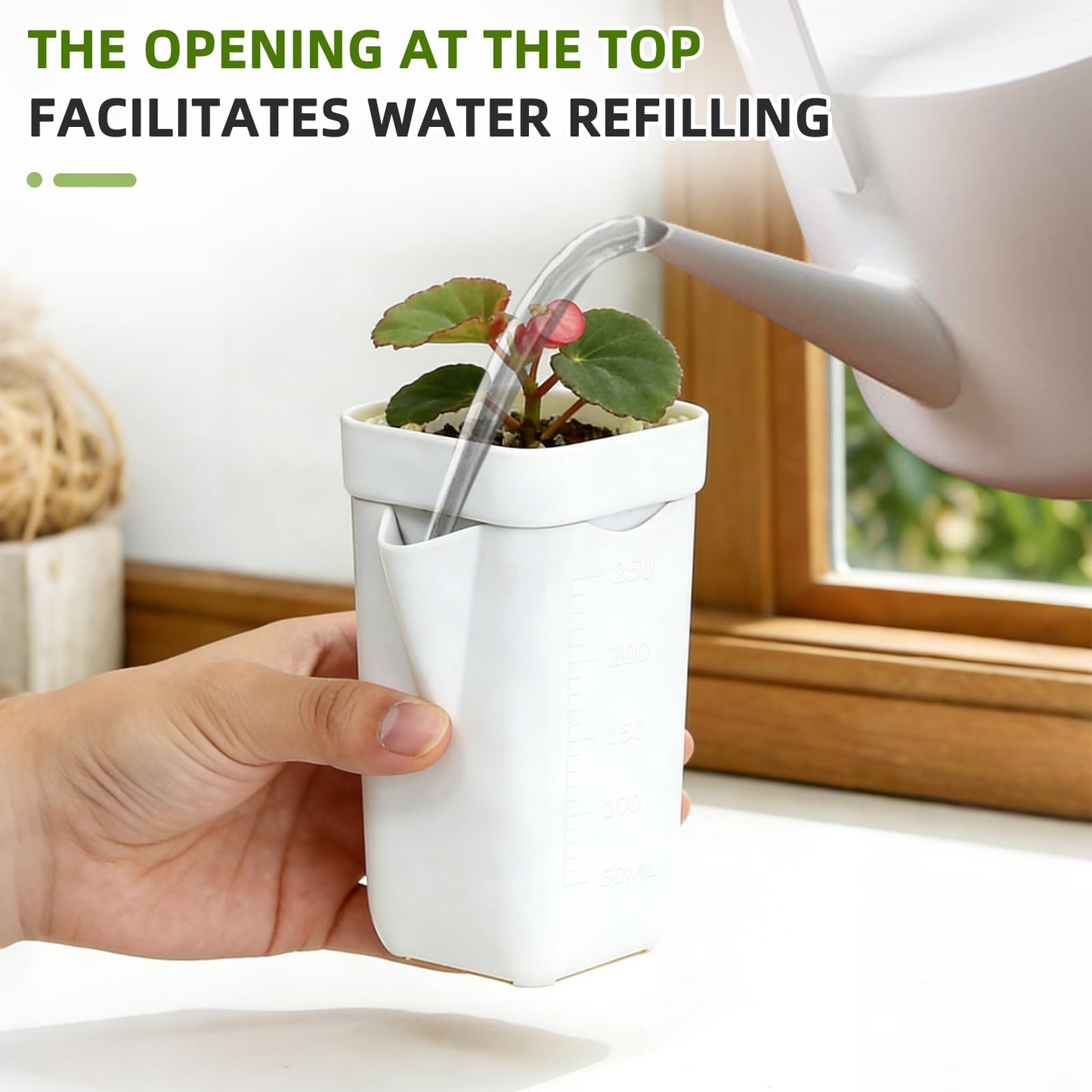 2.5" Small Self Watering Pots for Indoor Plants, 16 Pack Mini White Plastic Planters with Drainage Holes, Semi Hydroponic, Propagation, Cuttings, Seedlings, African Violets, 16 Plant Labels and Wicks