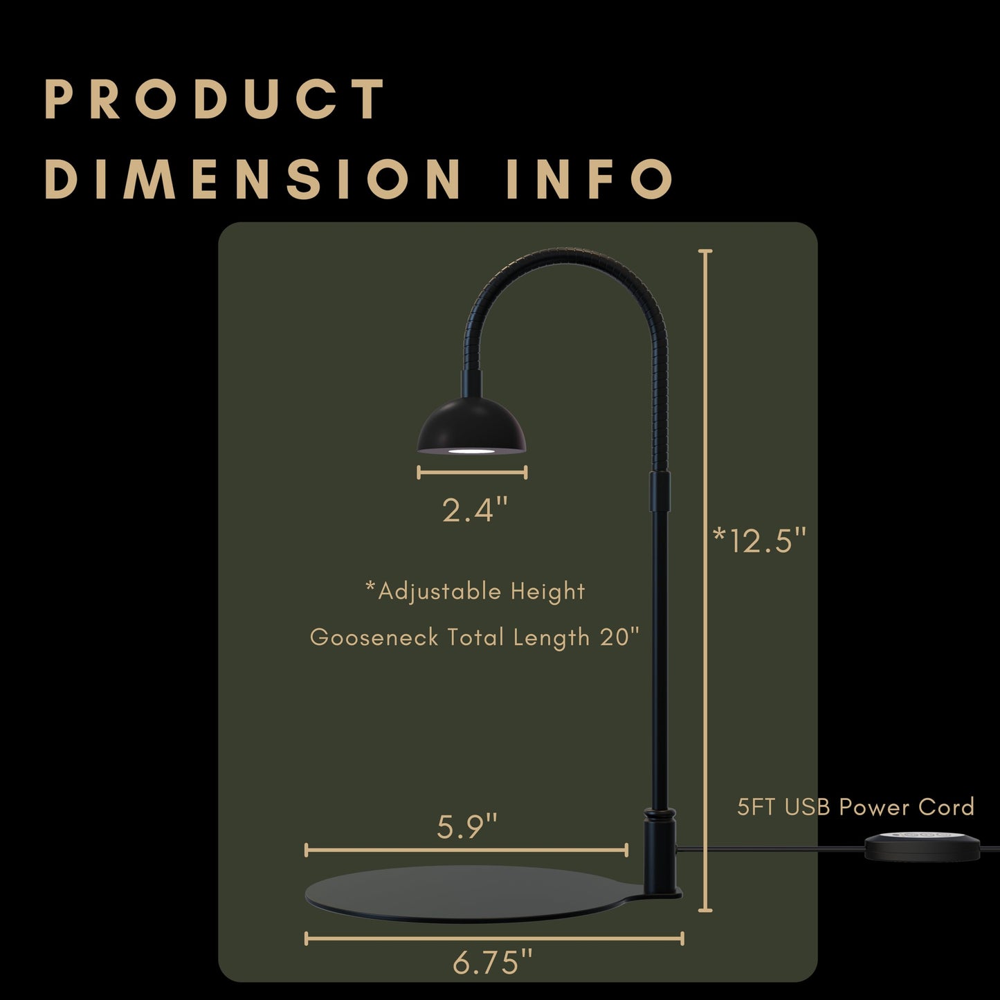 BoostGro Desktop Grow Lamp Terrarium Light Plant Light on Table with Flexible Gooseneck Lamp for Terrarium Kitchen Vetegable Succulent Lamp with Auto Timer 3/6/12Hrs, 4 Brightness Levels (Black)