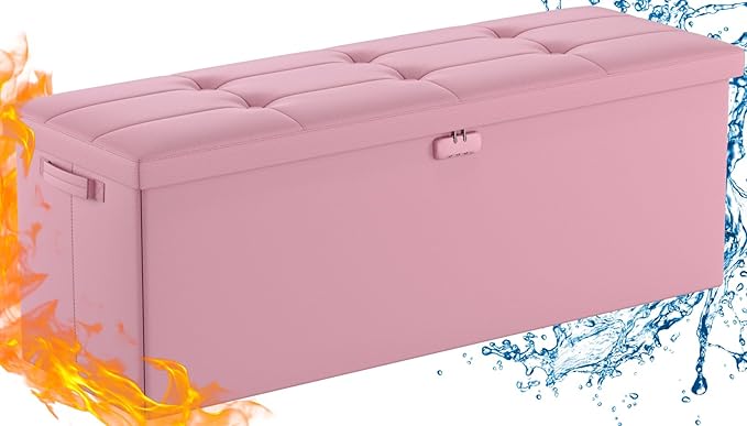DocSafe Storage Ottoman Bench, Fireproof&Waterproof Folding Bench