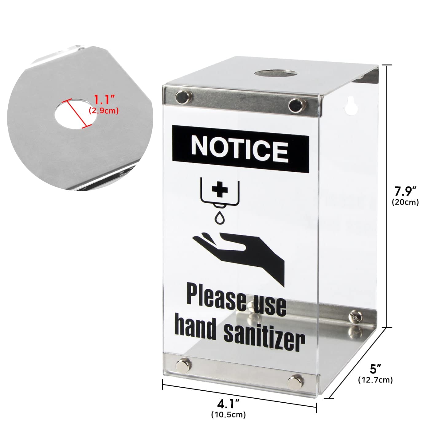 J JACKCUBE DESIGN Acrylic Box Hand Sanitizer Bottle Holder Dispenser, Pump Bottle Holder Free Standing for Restaurant, Bar, Counter, Kitchen, Shelves-MK909A
