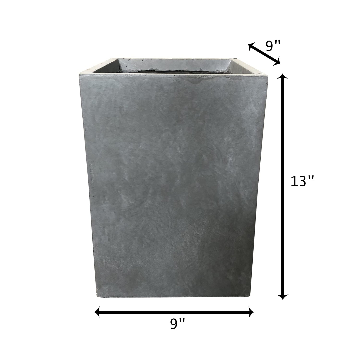 Kante 12.6" H Tall Rectangular Concrete Planters, Outdoor Indoor Lightweight Plant Pots with Drainage Hole and Rubber Plug, Modern Style for Home Garden Patio, Slate Gray