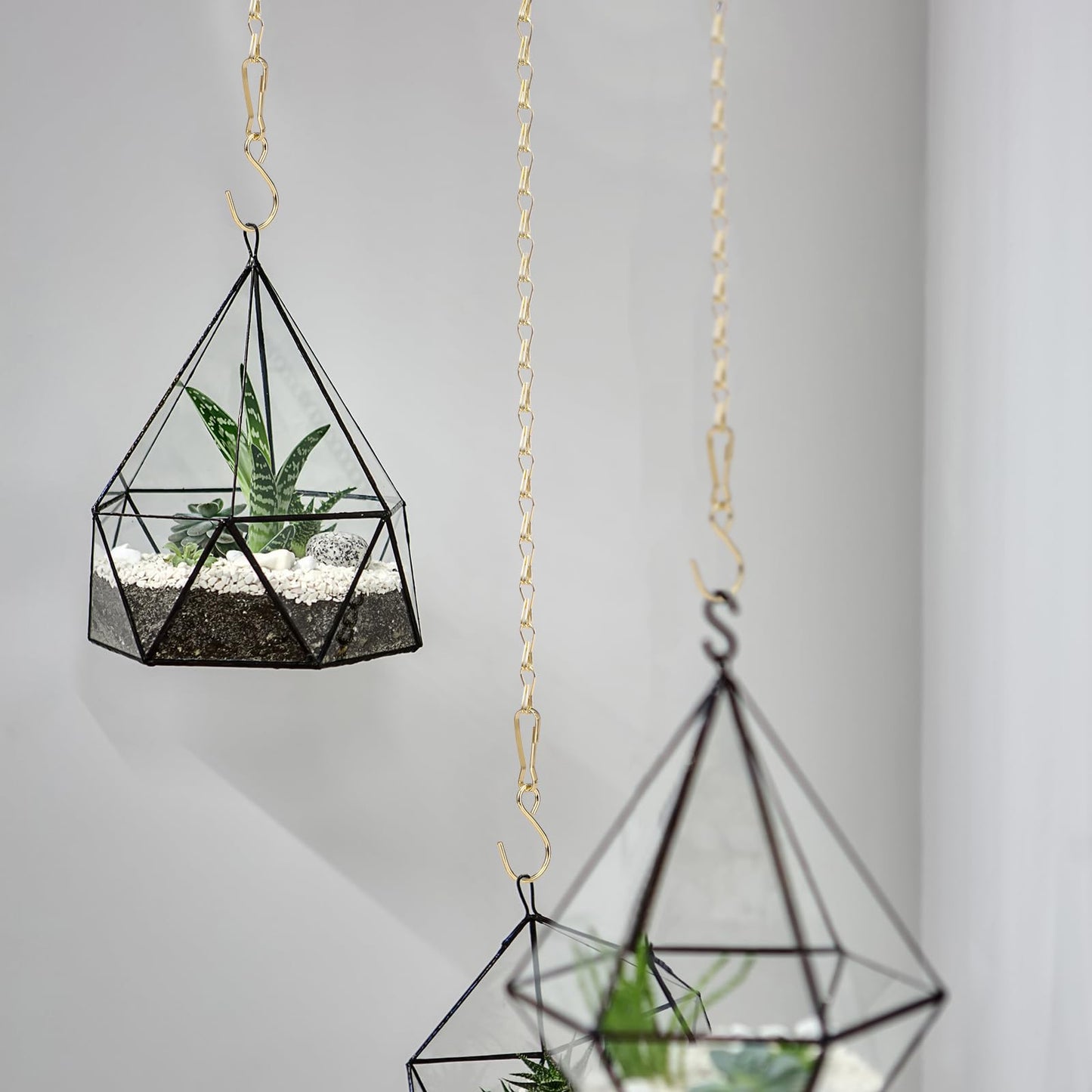 Hotop 12 Set Ceiling Hooks with Hanging Chains for Bird Feeders, Planters, Lanterns, Billboards, Birdbaths, Grow Lights, Chalkboards, Wind Chime and Other Ornaments, Chain Hook DIY (Gold)
