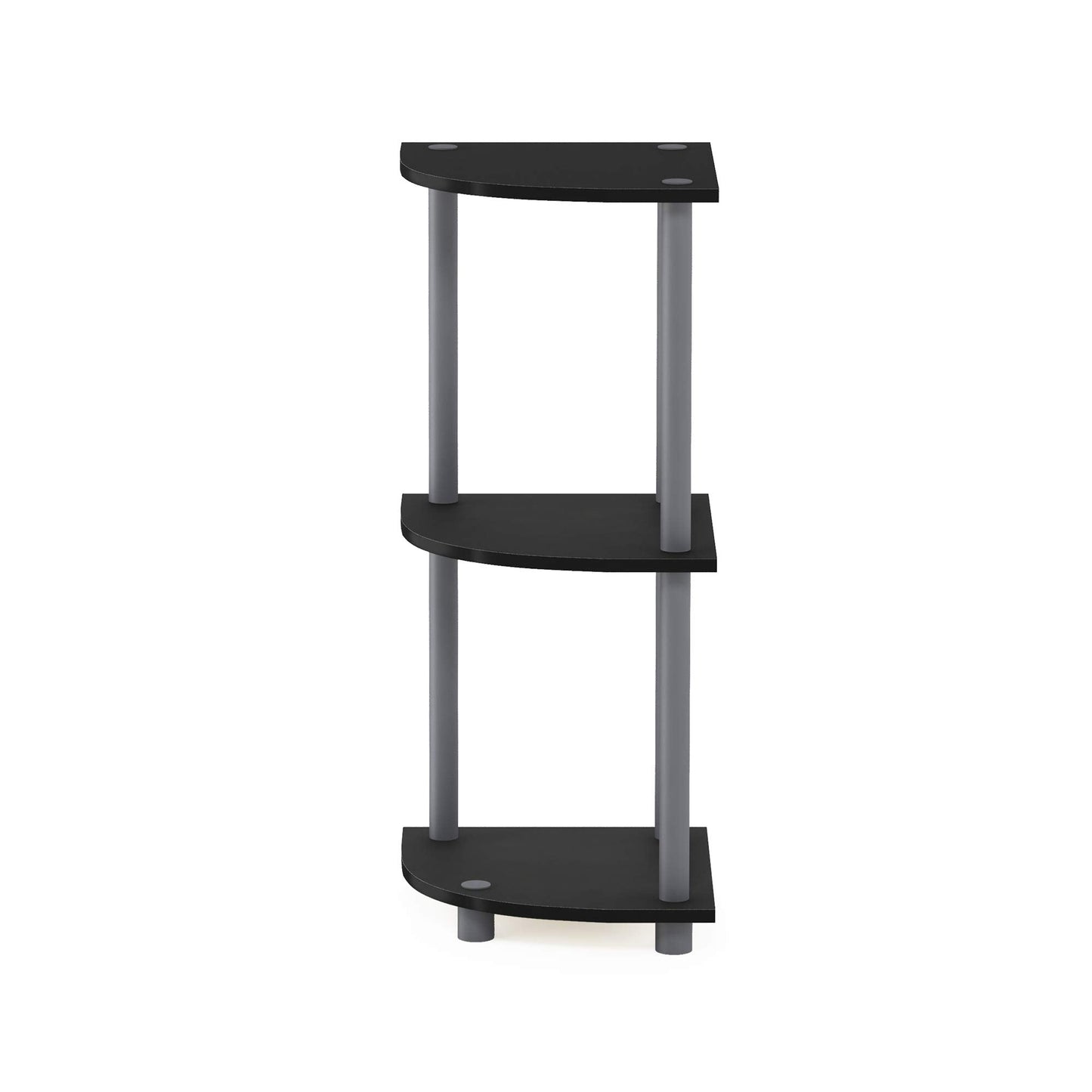 Furinno TURN-N-TUBE Corner Shelf, 3-Tier Corner Bookshelf, Display Storage Shelves with Open Shelves, for Organization and Storage, Living Room, Home Office, Garage, Black