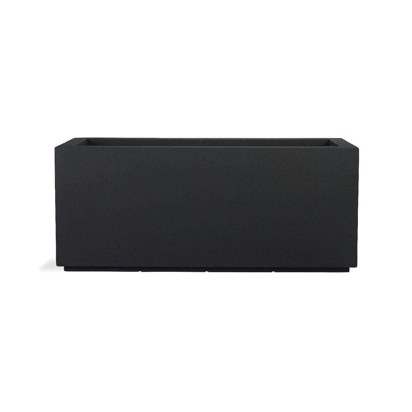 PolyStone Milan Rectangular Trough Planter – 46" x 17" x 19" – Large Lightweight Indoor/Outdoor Planter Box – Modern Stone-Look Resin – Durable All-Weather w/Drainage Holes – Made in USA – Black