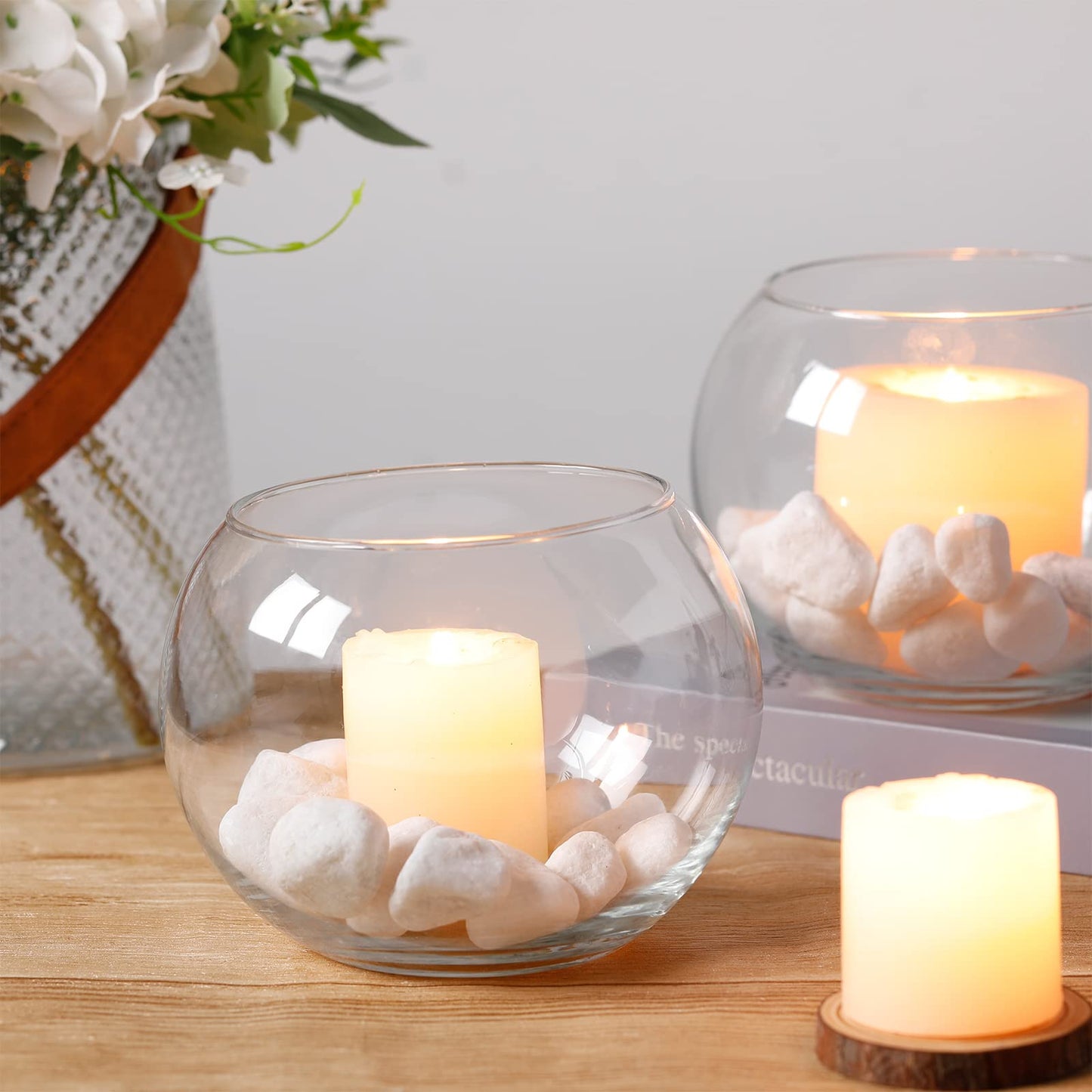 Clear Bowl Glass Vase Bubble Glass Round Vase Clear Bubble Planter Terrarium Fish Bowl Vase for Wedding Event Home Decor Flowers Fish(6 Pcs,4.5 x 3.7 x 5.9 Inch)