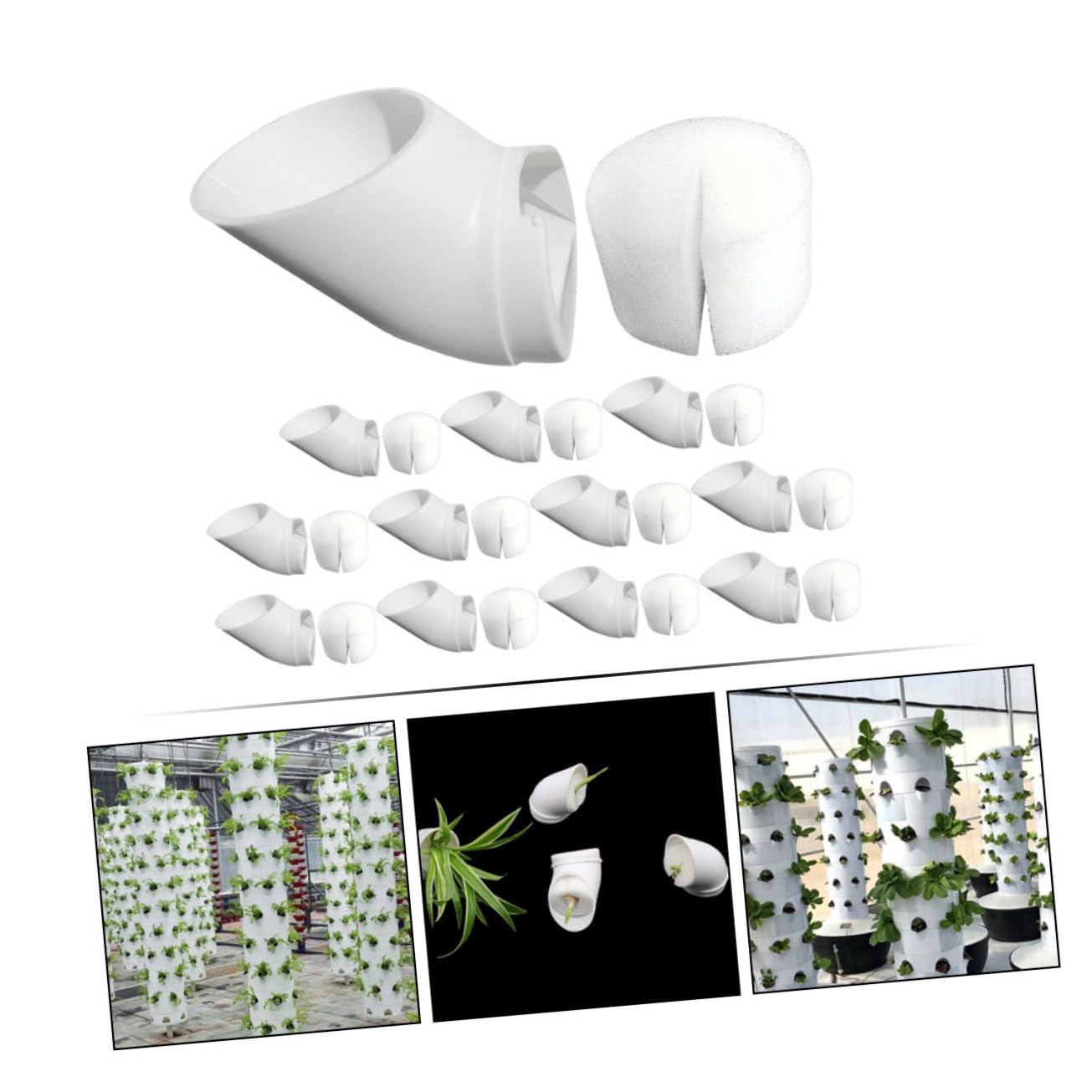 FONDOTIN Hydroponic Planting Cups 2.83 X 1.49 Inch Reusable Plastic Garden Containers with for Vertical Hydroponics Tower Indoor Balcony Soilless Vegetable Cultivation