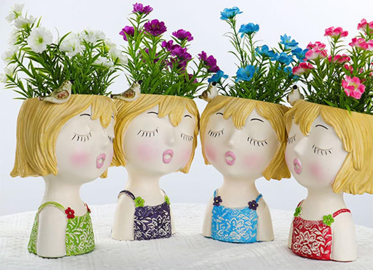 WLDOCA Face Planters Pots Head Planter, Plant Pots with Heads for Plants, Lady Statue Plant Pot, Unique Flower Pots with Drainage, Thinking Women Statue, Boho Vase, Cute Vases Home Decor Gift,A