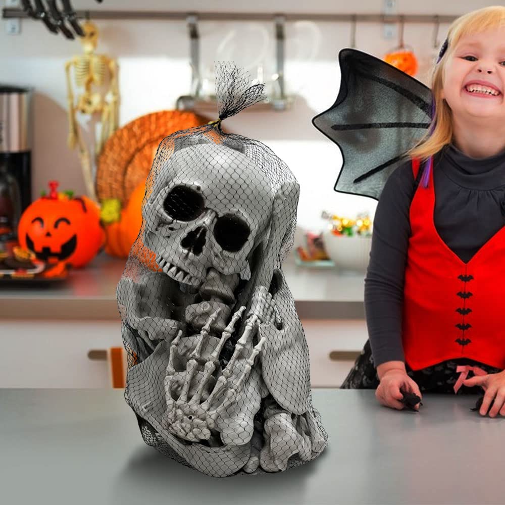 Halloween Skeleton Bones Realistic Looking Skulls Human Skeleton For Halloween Scary Graveyard Haunted House Lawn Yard Decorations(28 pieces)