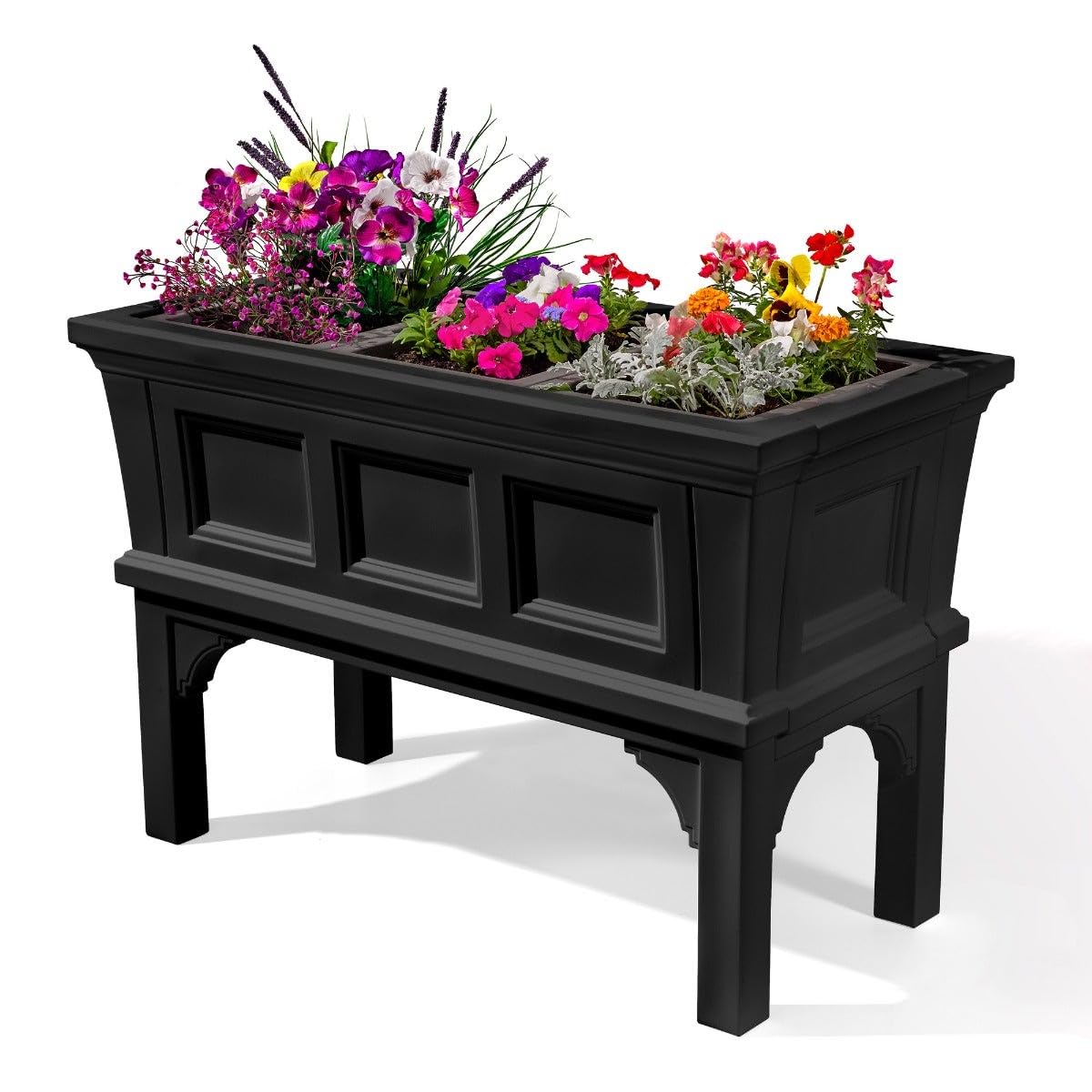 Step2 2-Pack 24" x 15.5" x 15.5" Atherton Square Planter Box and 39" x 24" x 19.5" Atherton Large Planter Box, Black