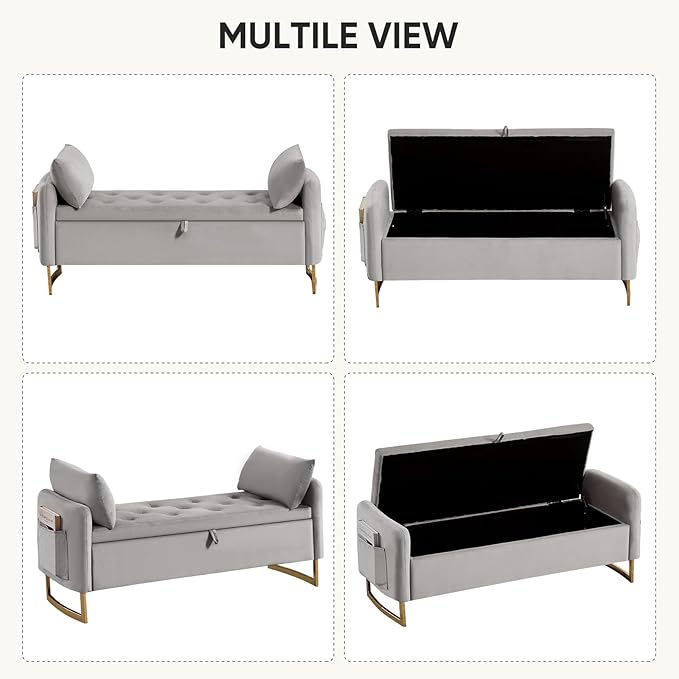 48" End of Bed Bench, Modern Storage Benches