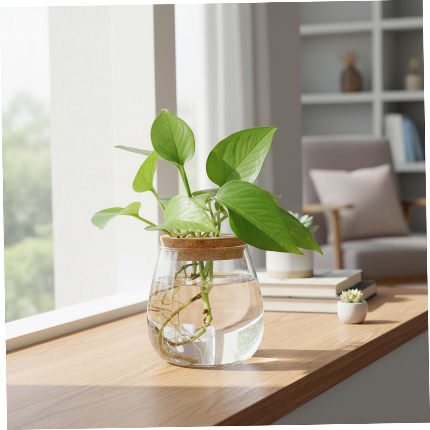 Propagation Vases for Plants, Clear Glass Terrarium Jar with Wooden Stopper for Hydroponics, Creative Home Decor and Tabletop Plant Propagation Station, Terrarium Jar