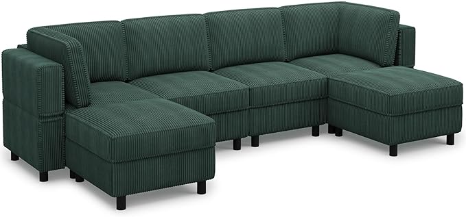 Belffin Modular Sectional Sofa U Shaped Sectional Sofa Couch 6 Seater Corduroy