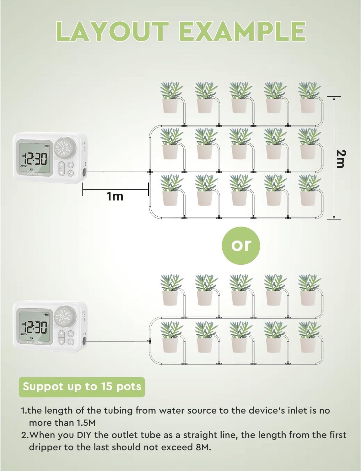 Automatic Watering System, 15 Potted Indoor Houseplants Support Plant Waterer, Vacation Plant Watering Devices, with Digital Programmable Water Timer