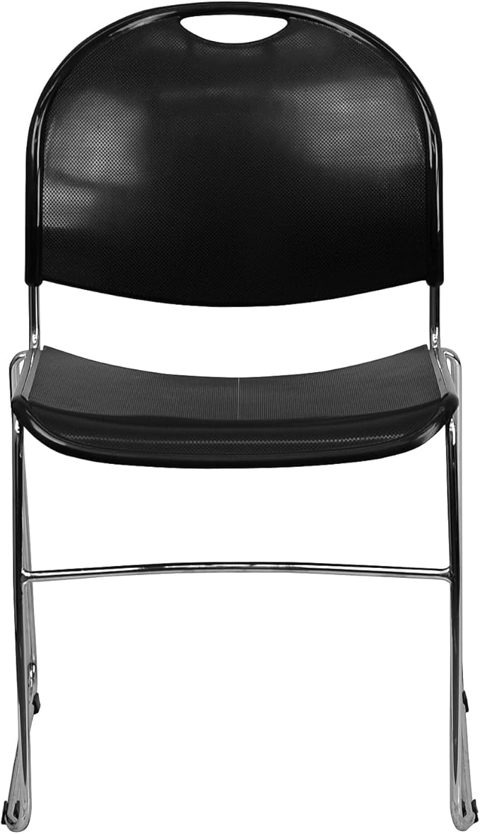 Flash Furniture HERCULES Series 880 lb. Capacity Black Ultra-Compact Stack Chair