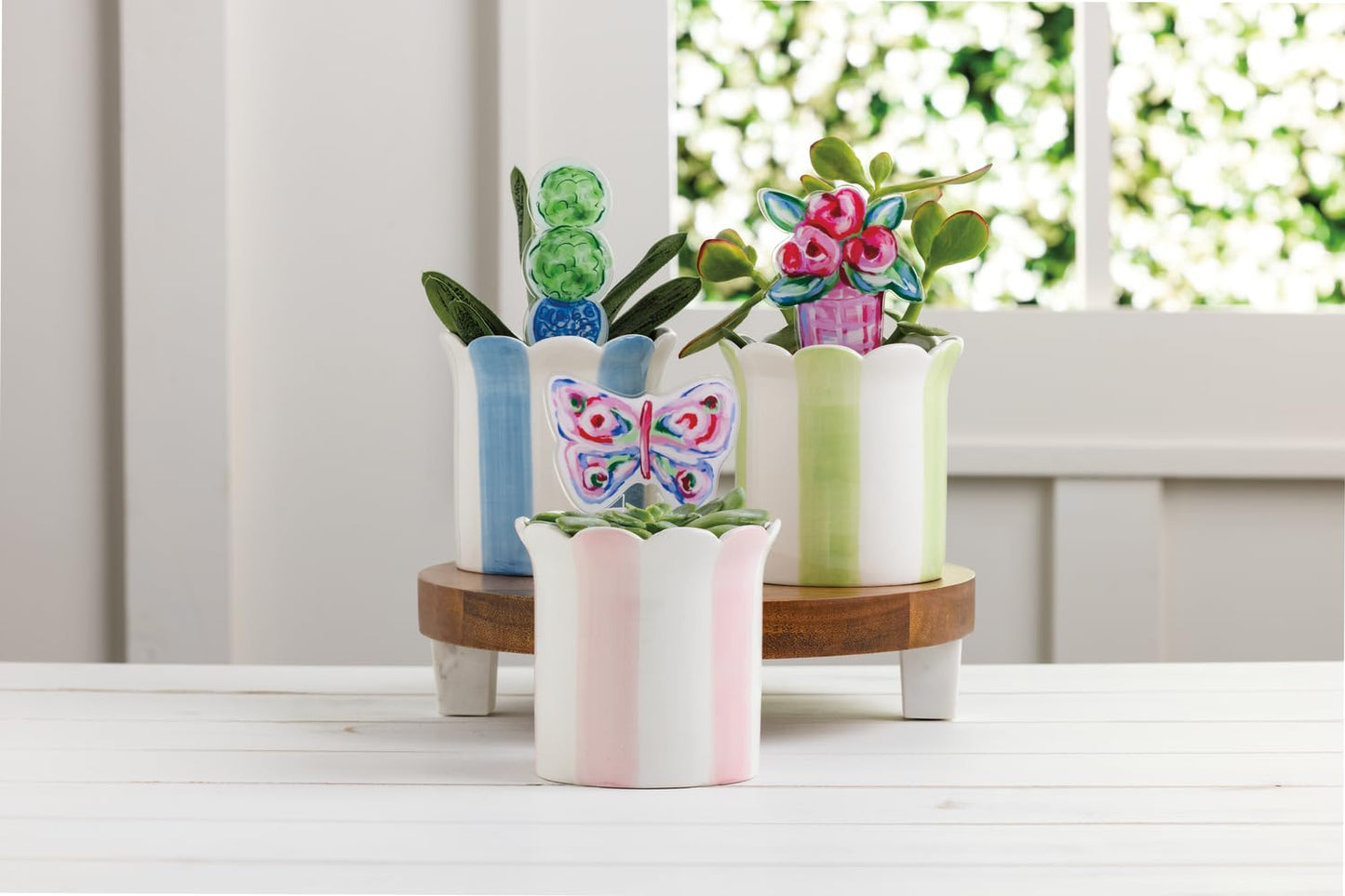 Mud Pie Ceramic Topiary Pot with Plant Stake