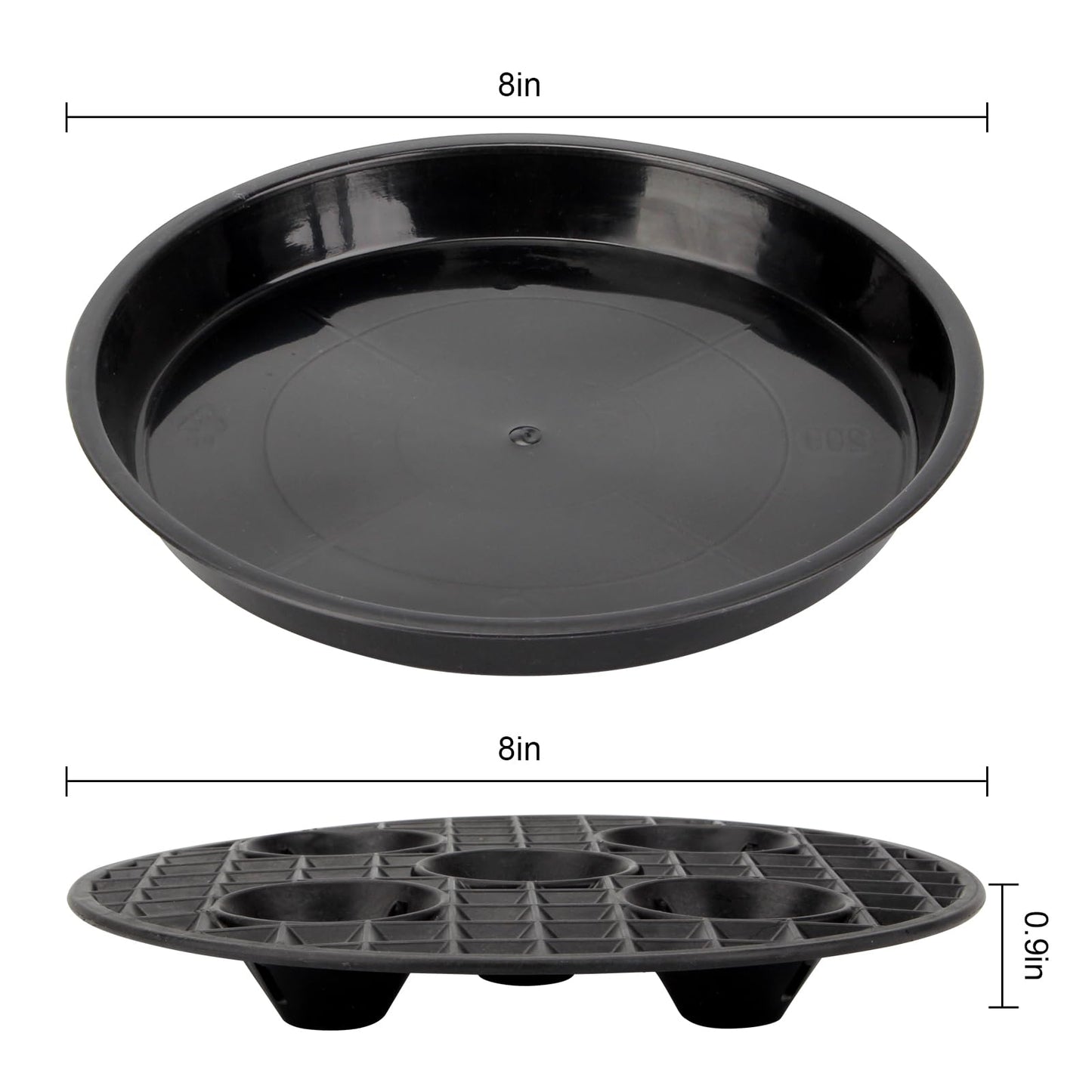 KVMORZE 12 Pack 8 In Plant Saucer Stand Set, Heavy Duty Plant Drip Trays with Elevated Plant Saucer Pot Base with Drainage Hole, Flower Pot Tray Plant Pot Container Accessories for Indoor Outdoor