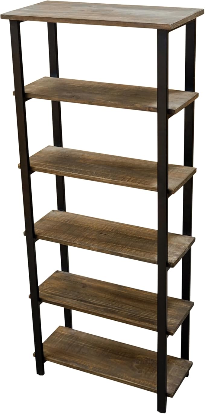 Alaterre Furniture Pomona Living Room 6-Tier Solid Wood Bookcase