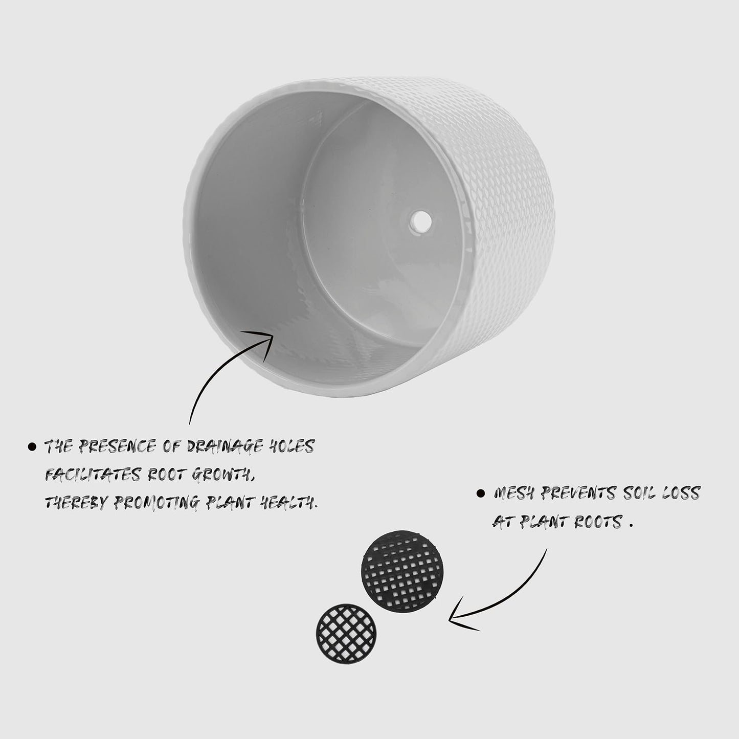 ROMANDECO CRAFT Indoor Plant Pot Flower Holder Ceramic Houseplant Pots inch with Hole 5.9in + 4.7in 2pcs, White (Not Contain Plant)