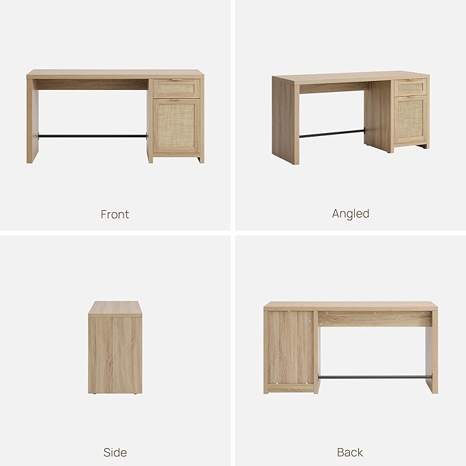 SICOTAS Rattan Home Office Desk