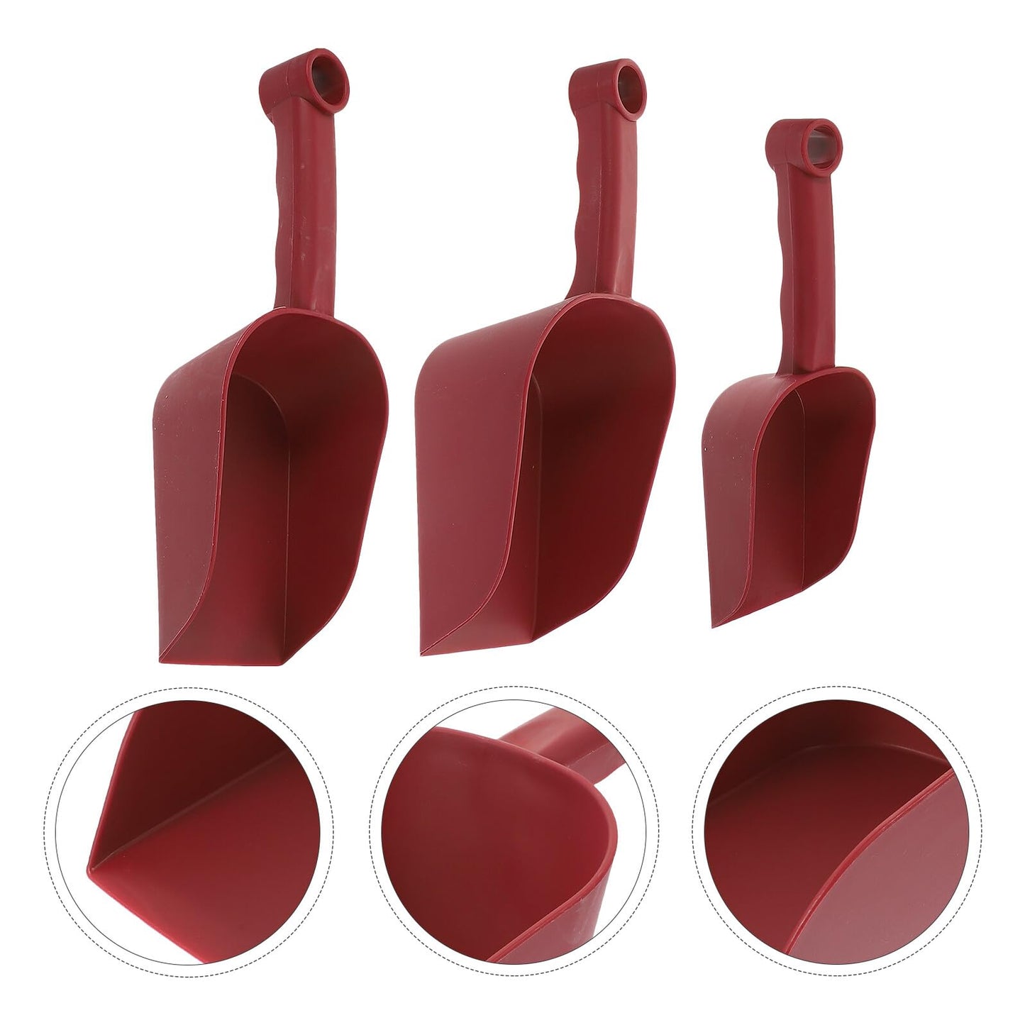 PLAFOPE 3pcs Gardening Shovel Set for Indoor and Outdoor Planting, Soil Scoop and Weeding Hand Tools, Burgundy Plastic Succulent and Bonsai Potting Shovels for Home Garden Use
