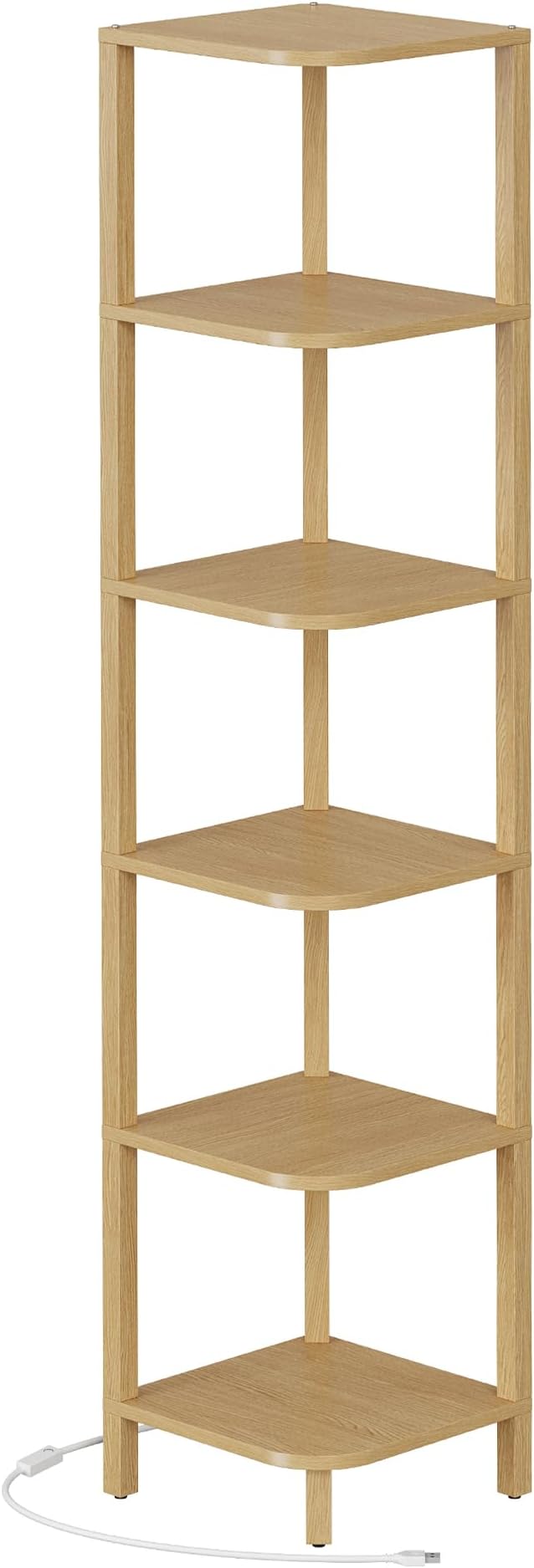 TUTOTAK Corner Shelf with LED Light, 6-Tier Corner Bookshelf