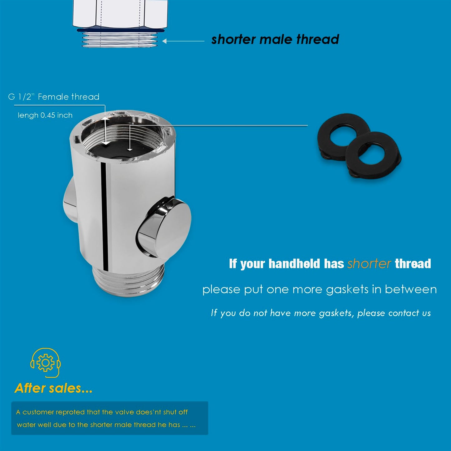 Shower Head Water Shut Off Valve - Pair Pack - Large Button - Water Flow regulator for Shower Hose or Bidet Sprayer - Bathroom & Kitchen water valve (Polished Chrome)