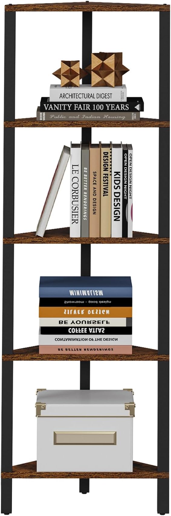 TUTOTAK Corner Shelf, 5-Tier Corner Bookshelf