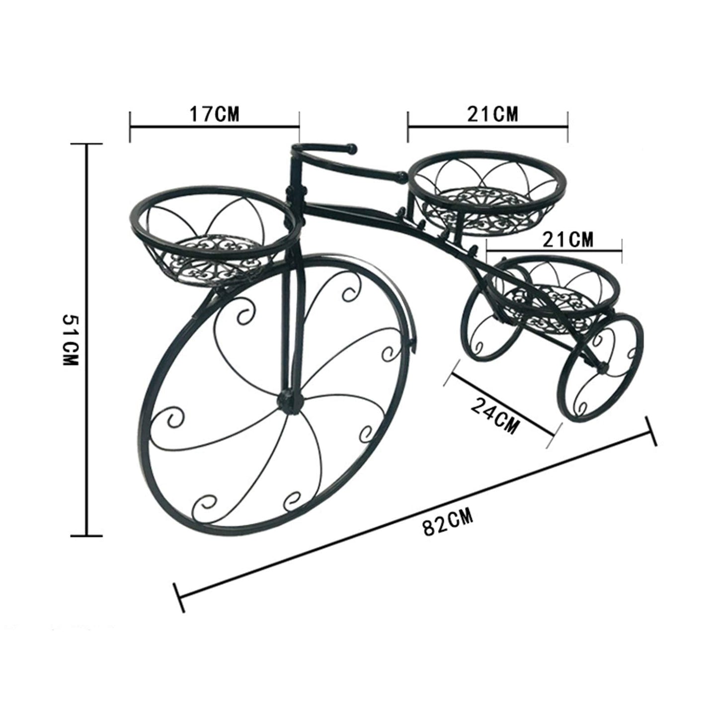 LOYALHEARTDY Bicycle Plant Stand Holder, Metal Flower Pot Holder Display Shelf Elegant Garden Patio Plant Rack Ideal For The Decoration Of Home, Garden, Patio (Black)