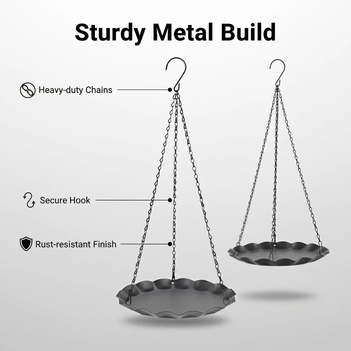 ZYUXUAN Hanging Planter for Indoor Outdoor, Plant Hanger, Plant Holder, Plant Pot Shelf Basket for Window Wall Ceiling Garden with Chains and Hooks, 2Pcs, Wavy Round