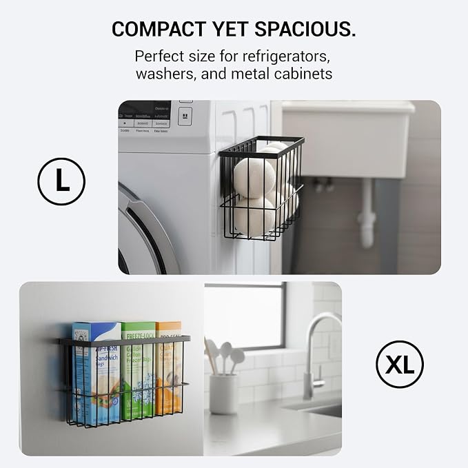 1-Pack Magnetic Laundry Basket, Dryer Ball Holder Lint Bin for Laundry Room | Magnetic Metal Laundry Storage