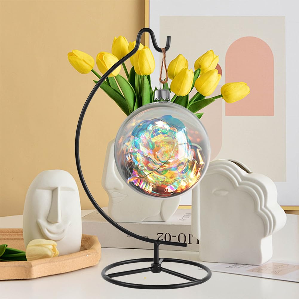 Fosinz 11 Inch Black Ornament Display Stand, Metal Ornament Hanger Stand, Sturdy Hook for Hanging Glass Ball(6inch), Christmas Ornament, Air Plant Terrarium, Witch Ball, Home Wedding Decoration (Metal Black)