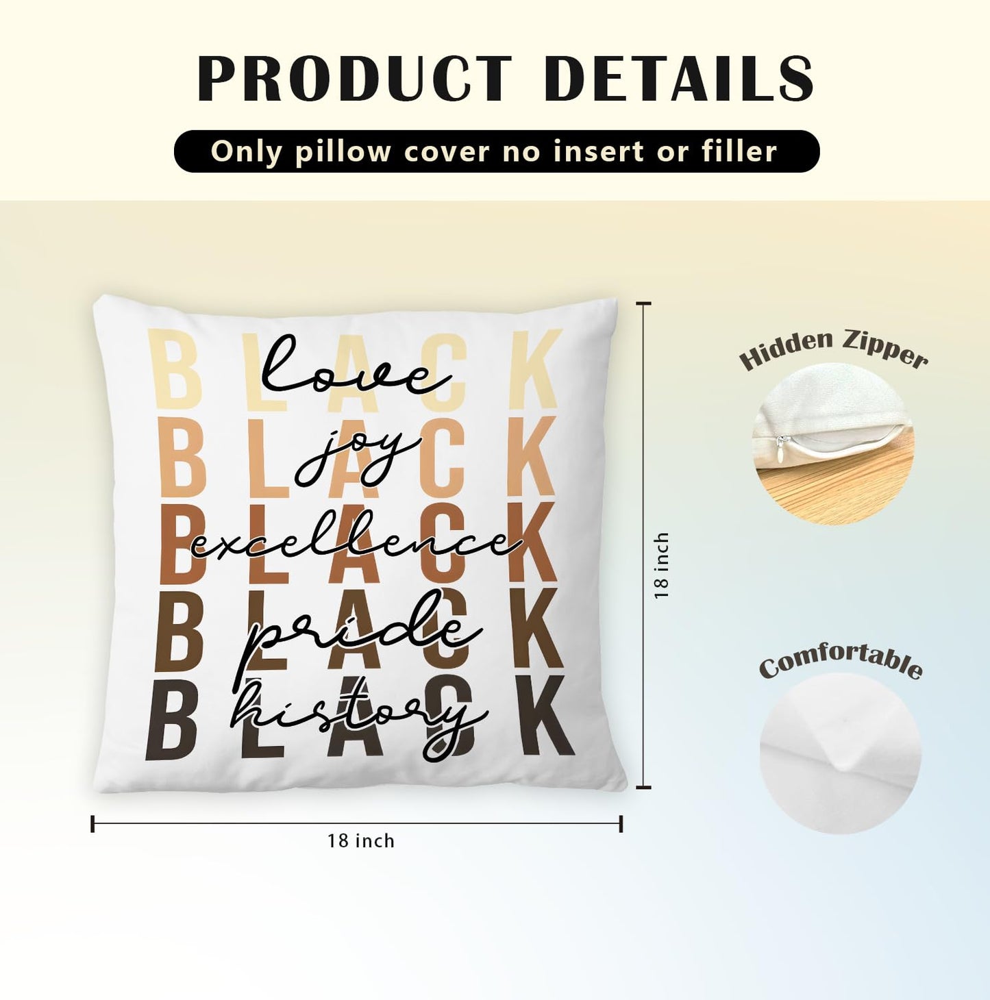 JINYO Inspirational Black History Month Pillow Covers 18x18, Black History Month Decorations, Juneteenth Decor, African American Gifts, Gifts for Black Girl Woman