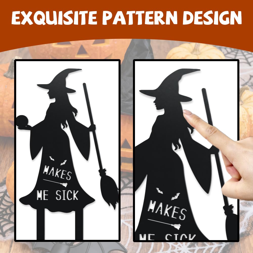 WADORN 3Pcs Halloween Witches Metal Decorative Garden Stakes, Metal Halloween Silhouette Yard Signs Hocus Pocus Garden Scary Ornament Sign for Garden Outdoor Backyard Patio Lawn Holiday Party Decor