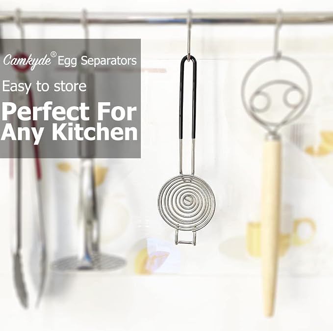 CAMKYDE Egg Separator Food Grade Stainless Steel Egg Yolk White Separation Tool (Black)