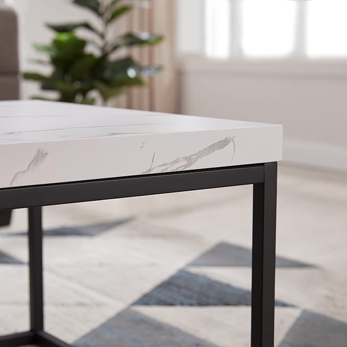 CENSI 18-Inch Marble Accent End Table/Side Table
