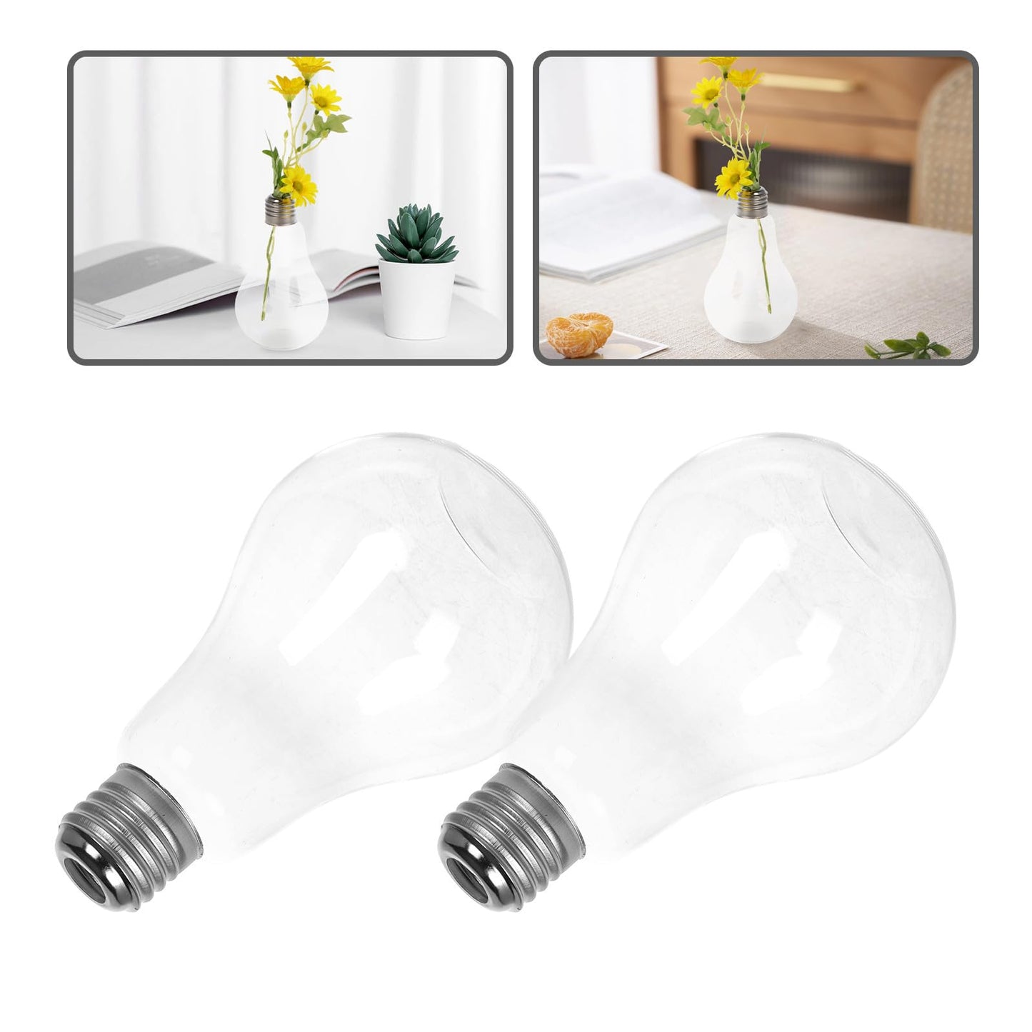 Toyvian 2pcs Hanging Light Bulb Glass Vases Set, Mini Bulb Containers for Hydroponic Flowers, Glass Terrarium Decor for Home, Living Room, Wedding Table