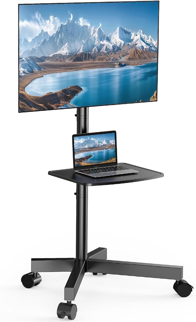 PERLESMITH Rolling TV Stand for 23-63 Inch Flat/Curved Screen TVs up to 88 lbs