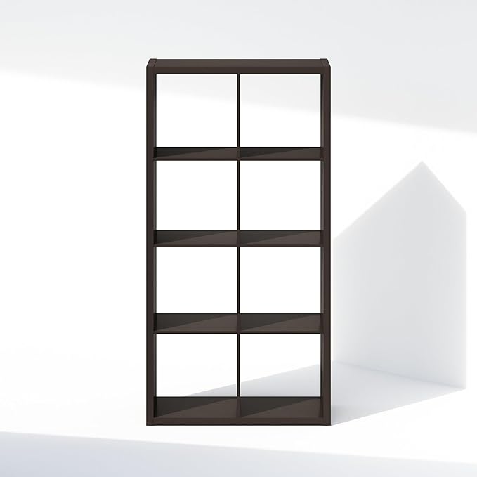 Furinno Simple Cube Storage Organizer, 8-Cube Display Shelf, Open Back Shelving
