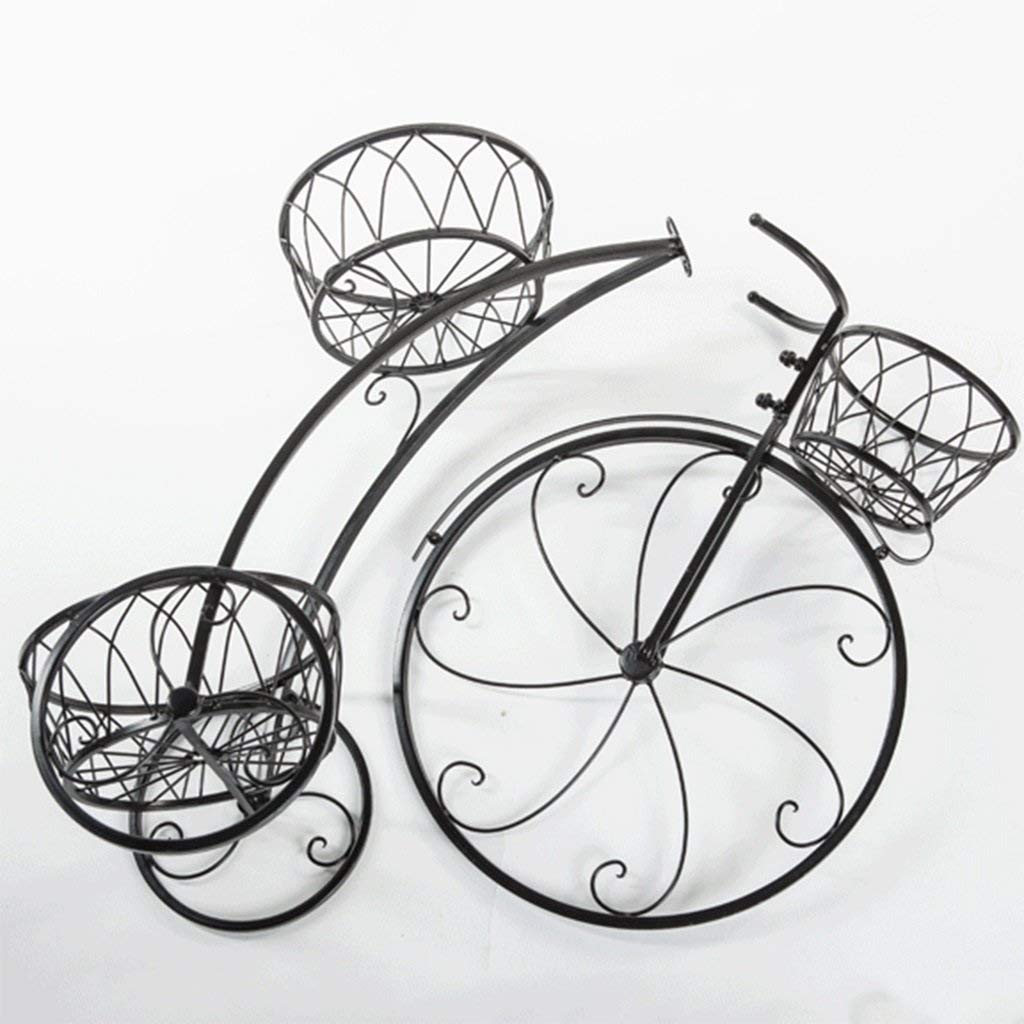Dong hao Bicycle Plant Stand Garden Planter to Hold Pot Plants, 3 Tier Metal Ornate Tricycle Planter Stand Garden Bike Patio Ornament Rack (Color : Black)