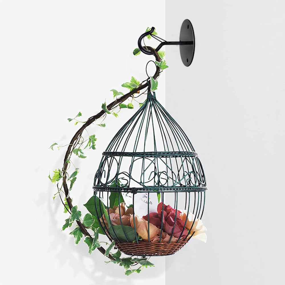Taeekiy 4 Pcs Black Ceiling Hooks for Hanging Plants Holder with Safety Buckle,Ceiling Decor Hook Heavy Duty,Metal Plant Hanger Indoor&Outdoor.Hooks for Hanging Plants,Wind Chime,Bird Feeders (Black)