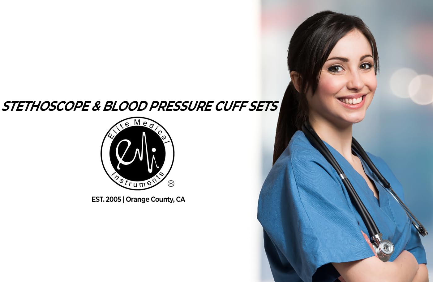 EMI Burgundy 330 Sprague Rappaport Stethoscope and Aneroid Sphygmomanometer Manual Blood Pressure Set Kit