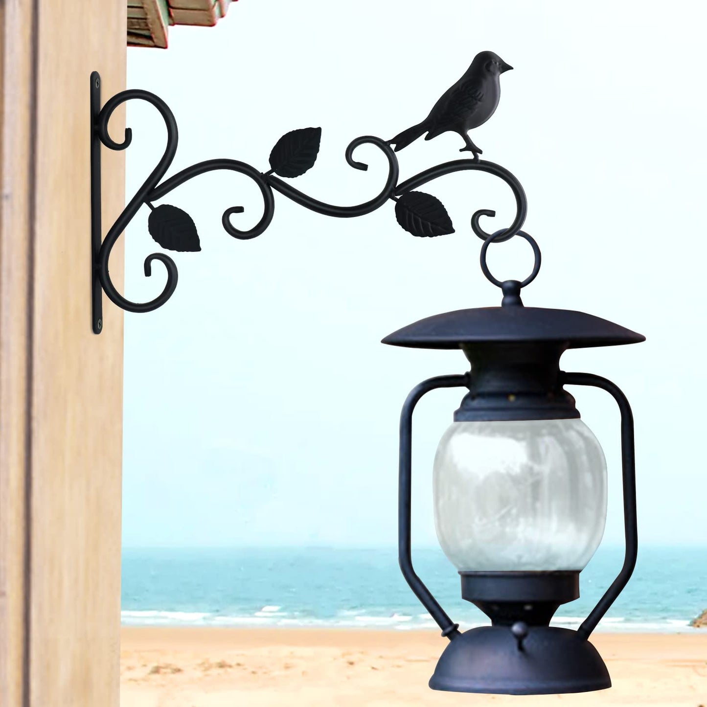 JIALAI HOME Hanging Plants Bracket 12" Bird Planter Outdoor Hooks Hangers for Flower Baskets Pot Bird Feeder Wind Chimes Lanterns Patio Garden Outdoor Indoor Metal Black, 4 Packs