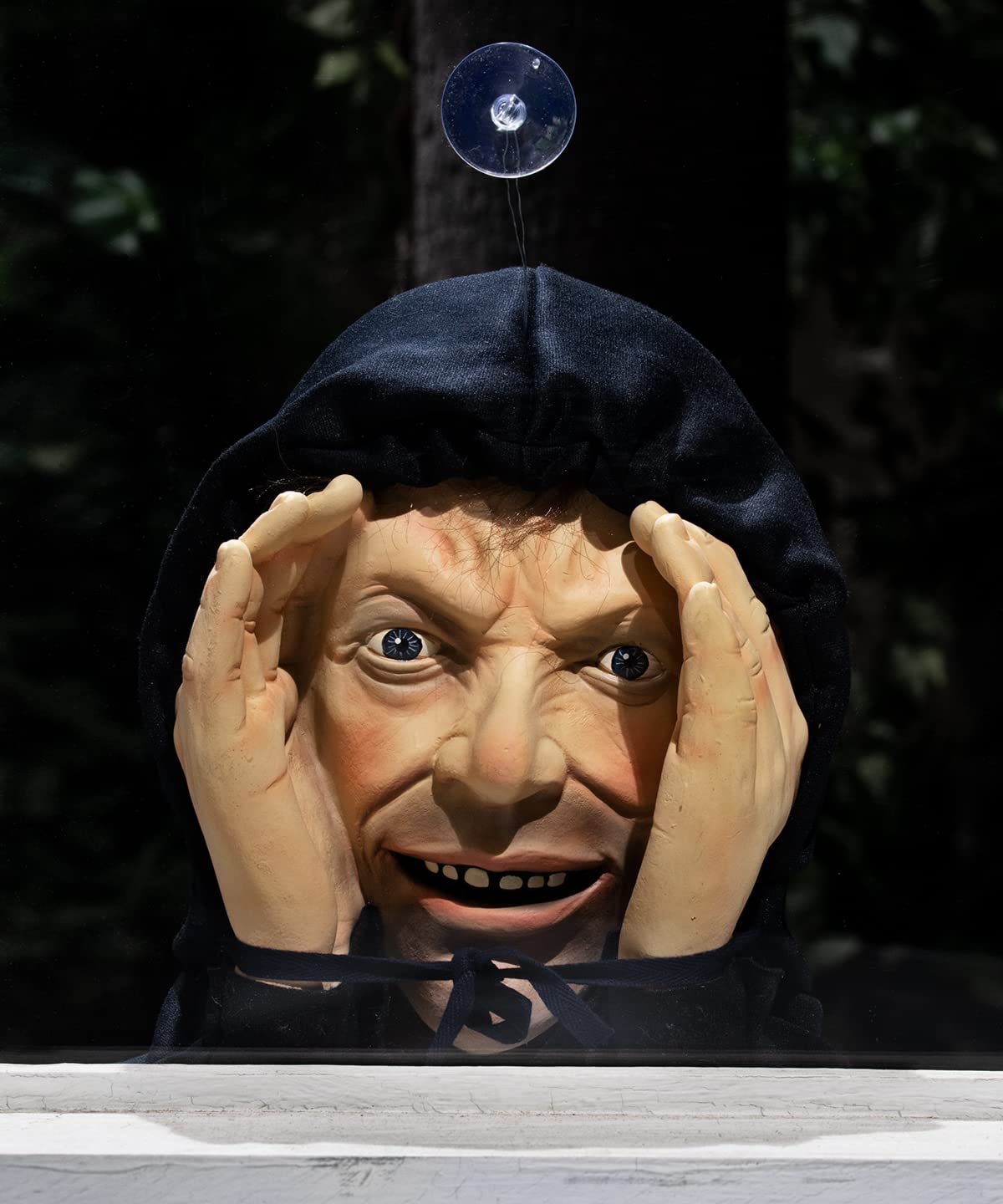 Scary Peeper Freak Halloween Decoration Peeping Tom, Indoor and Outdoor Window Hanging Mask for Spooky House Party Scares, Tricks, and Laughs, Novelty Décor