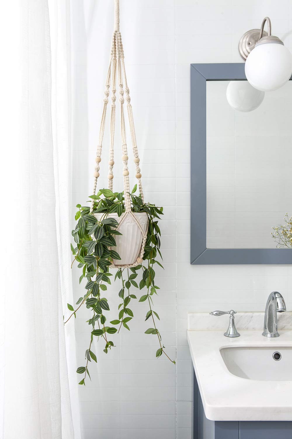 Mkono Macrame Plant Hanger and Ceiling Hooks Set