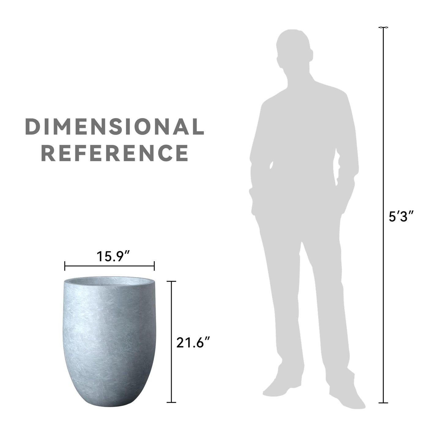Kante Tall Concrete Planter, 21.7-Inch Height Blue-Gray Large Indoor Outdoor Plant Pot with Drainage Hole for Patio Garden Home, Modern Decor for Flowers and Tree
