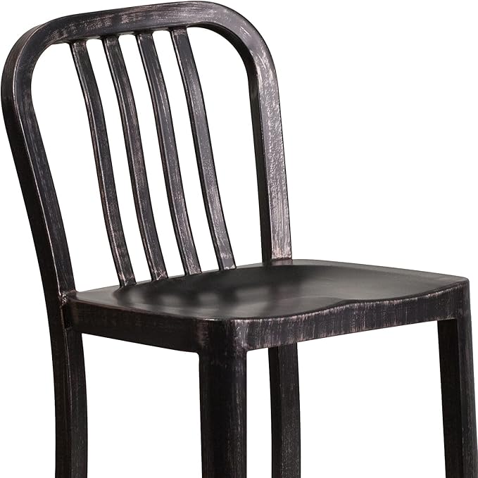 Flash Furniture Commercial Grade 24" High Black-Antique Gold Metal
