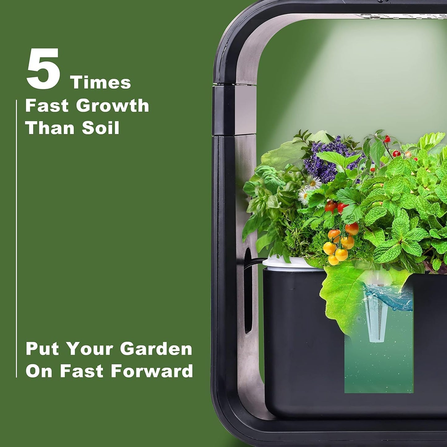 Elevon Hydroponic Growing System, 12-Pod Indoor Garden with LED Grow Light & Height-Adjustable Stand, Quiet Smart Pump Germination Kit, Fresh Harvest Hydroponic Planter for Herbs/Vegetables, Black