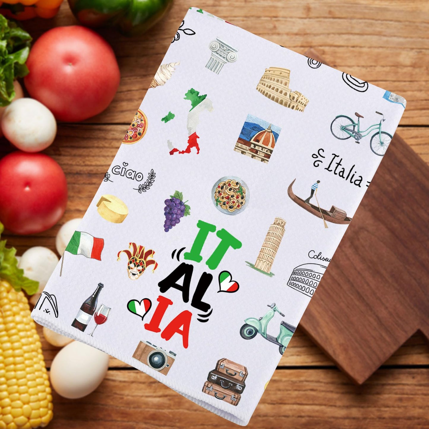 JNIAP Italian Kitchen Towels Italian Kitchen Decor Italian Food Kitchen Towel Italian Chef Dishes Towel Nonna Kitchen Towel Gifts for Italy Lovers (Italia kt)