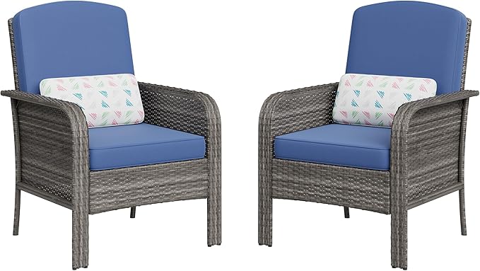 GarveeHome 2-Piece Outdoor Patio Furniture Set, All-Weather Rattan Chairs